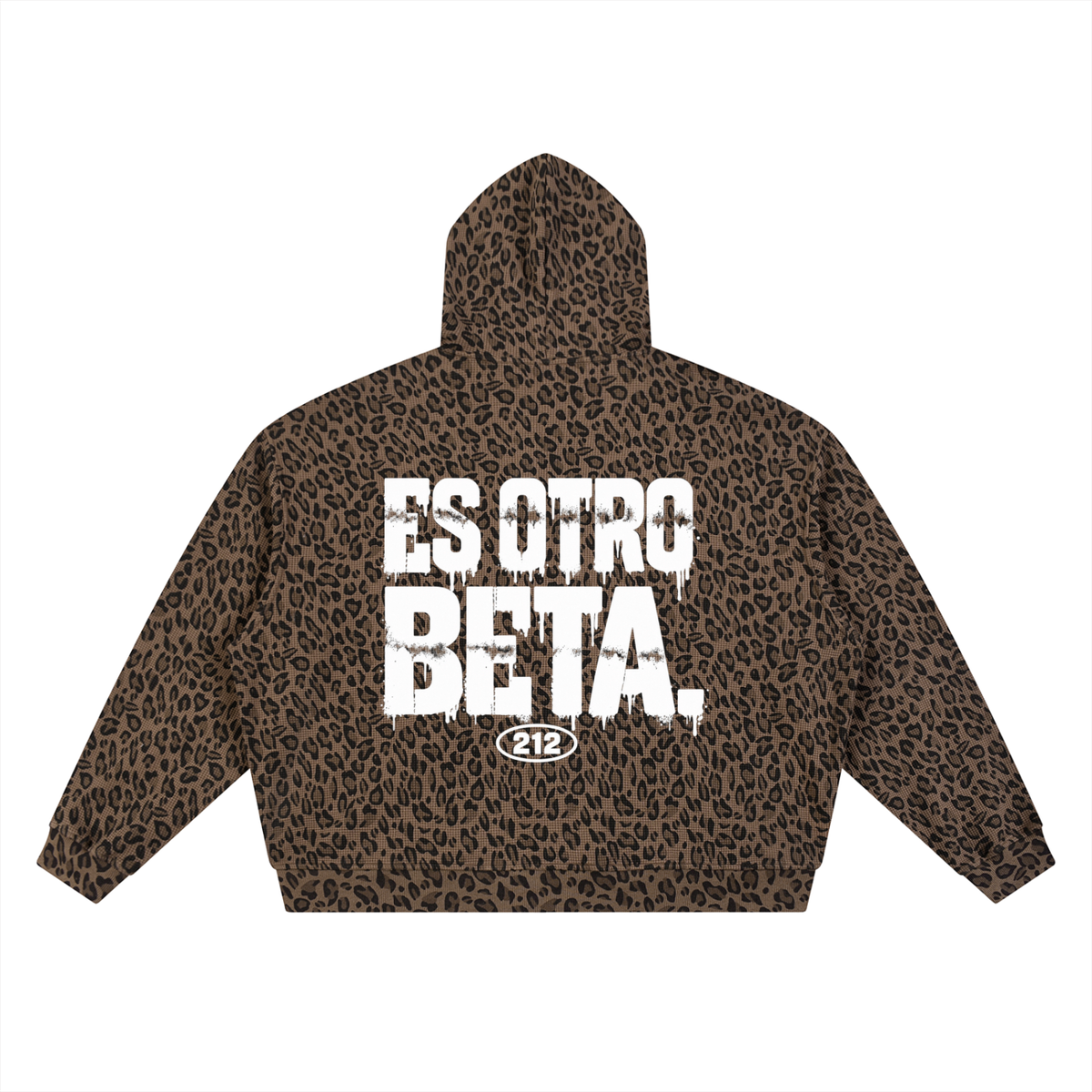 Otro beta Leopard Print Waffle Full Zip Hoodie