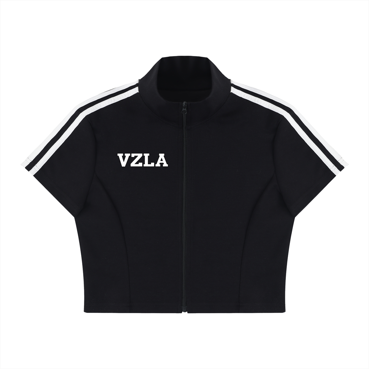Women's Cropped Full Zip Short Sleeve T-Shirt