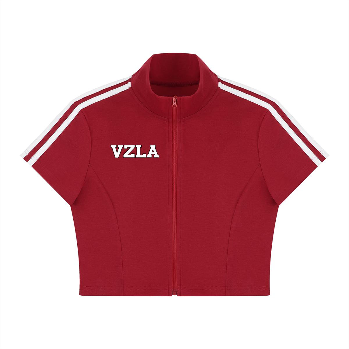 Women's Cropped Full Zip Short Sleeve T-Shirt