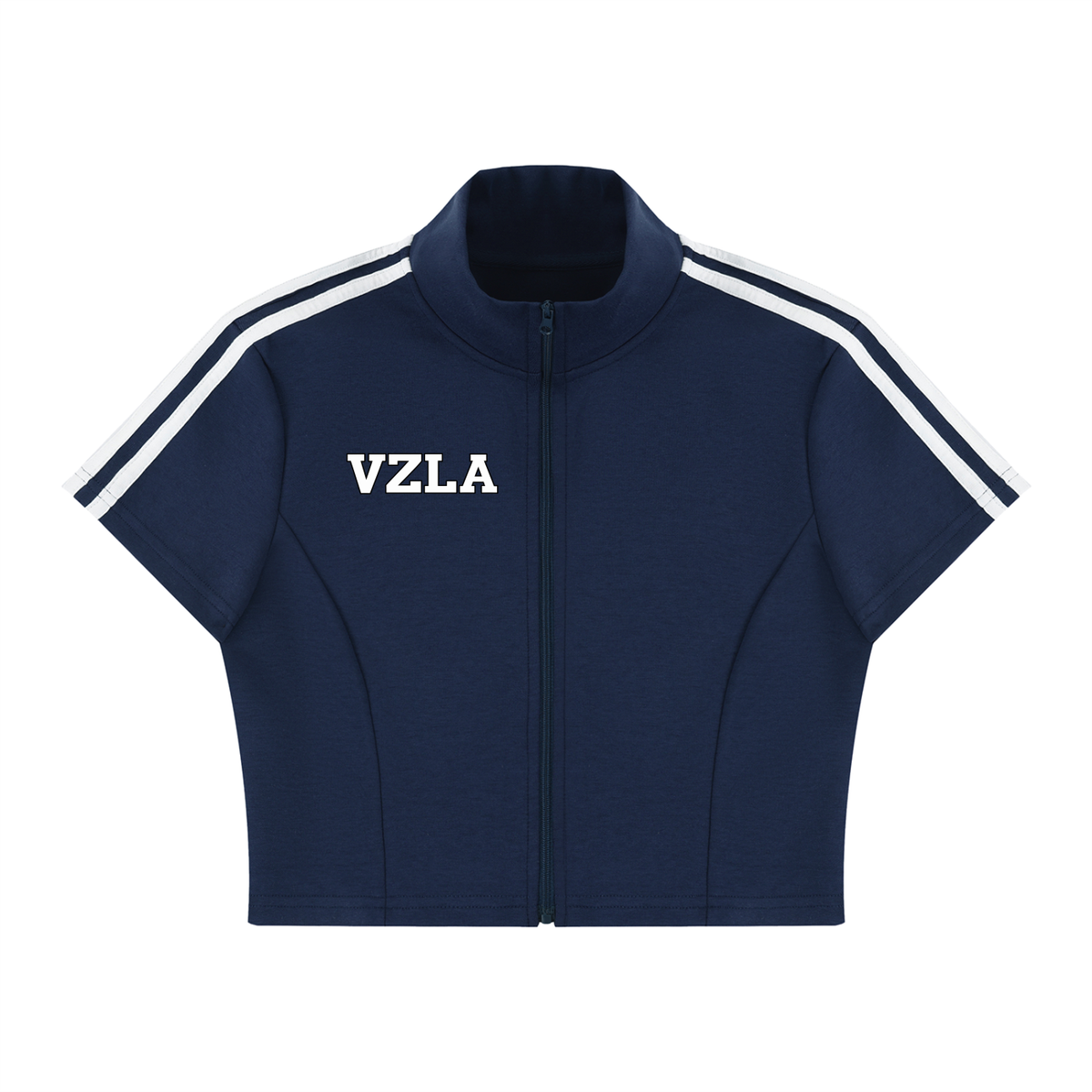 Women's Cropped Full Zip Short Sleeve T-Shirt